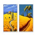 thumbnail image 2 of Designart "Country Road Amidst Golden Blossoms" Meadow Framed Wall Art Set Of 2 - Traditional Yellow Frame Gallery Set For Office Decor, 2 of 6