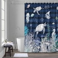 thumbnail image 5 of Ocean Coastal Bathroom Shower Curtain, Sea Turtle Coral Starfish Seaweed Stripes Waterproof Washable Soft Bath Curtain for Bathtub Decor with 12 Hooks&Grommet, 36x78 Inch, 5 of 9