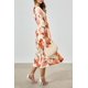 thumbnail image 2 of Vestido PRETTYGARDEN Floral Cuello en V Manga Larga Naranja XL, 2 of 9