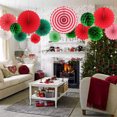 thumbnail image 2 of GOOHOCHY Juego de 15 abanicos de papel navideños creativos y bolas de panal para decorar fiestas navideñas., 2 of 7