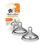 Tommee Tippee Closer to Nature Baby Bottle Nipples, Breast-like, Anti-Colic Valve, Soft Silicone, Fast Flow, 3m+, 2 Count