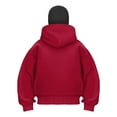 thumbnail image 3 of ZHANGDER Balaclava Zip Hoodie Men Women Plain Hoodie Warm with Balaclava Casual Hoodie with Zip and Pocket Loose Sweat Jacket Y2K Tops, Red XL, 3 of 3