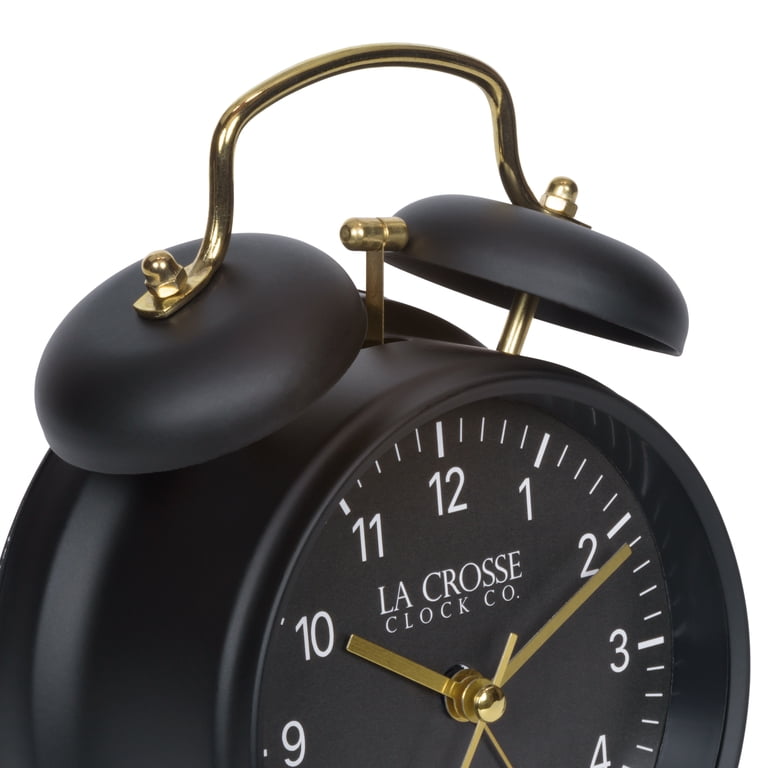 La Crosse Modern Black and Gold Twin Bell Analog Quartz Deep Sleep