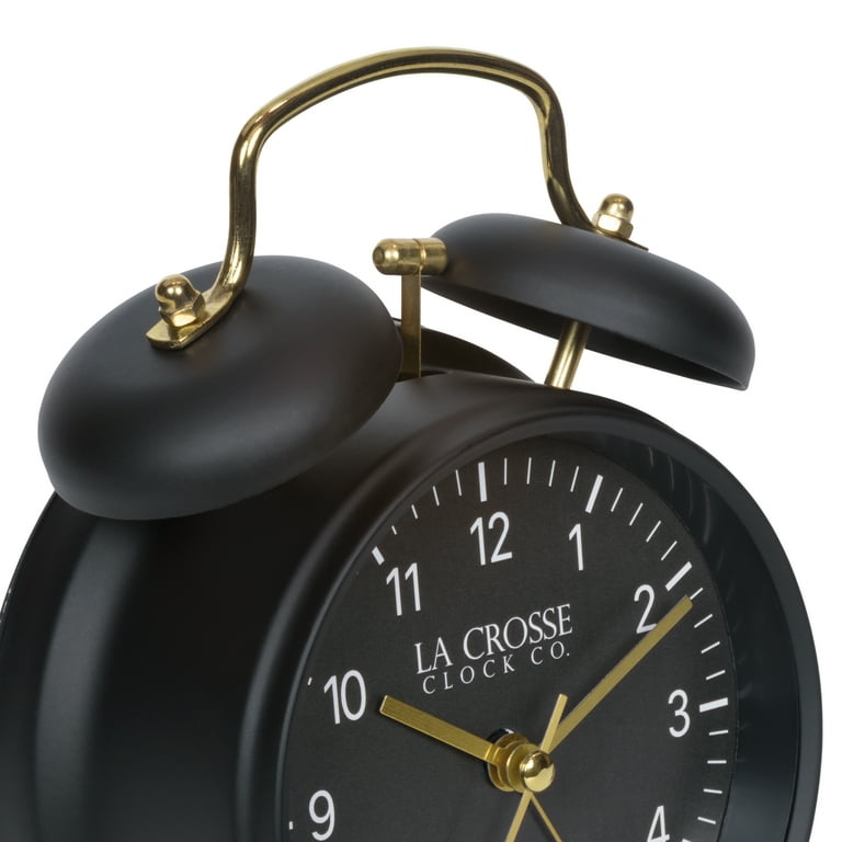 La Crosse Modern Black and Gold Twin Bell Analog Quartz Deep La Crosse Modern Black and Gold Twin Bell Analog Quartz Deep
