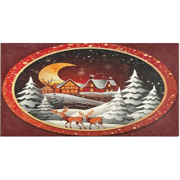 Merry Christmas Area Rug, Anti Fatigue Large Floor Mat, Soft Absorbent Washable Plush Carpet with Non-Slip Rubber Back for Entryway, Bedroom, Sink, Kitchen, Bathroom, 39"x 20"