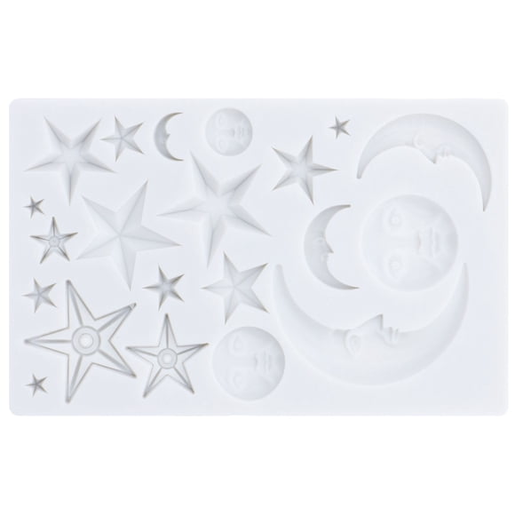 3D Star Moon Face Shape Silicone Fondant Mold,Chocolate Molds Sugarcraft Candy Mold Gumpaste Mould Cake Cupcake Topper Decoration Tool Suitable for DIY cake baking decoration