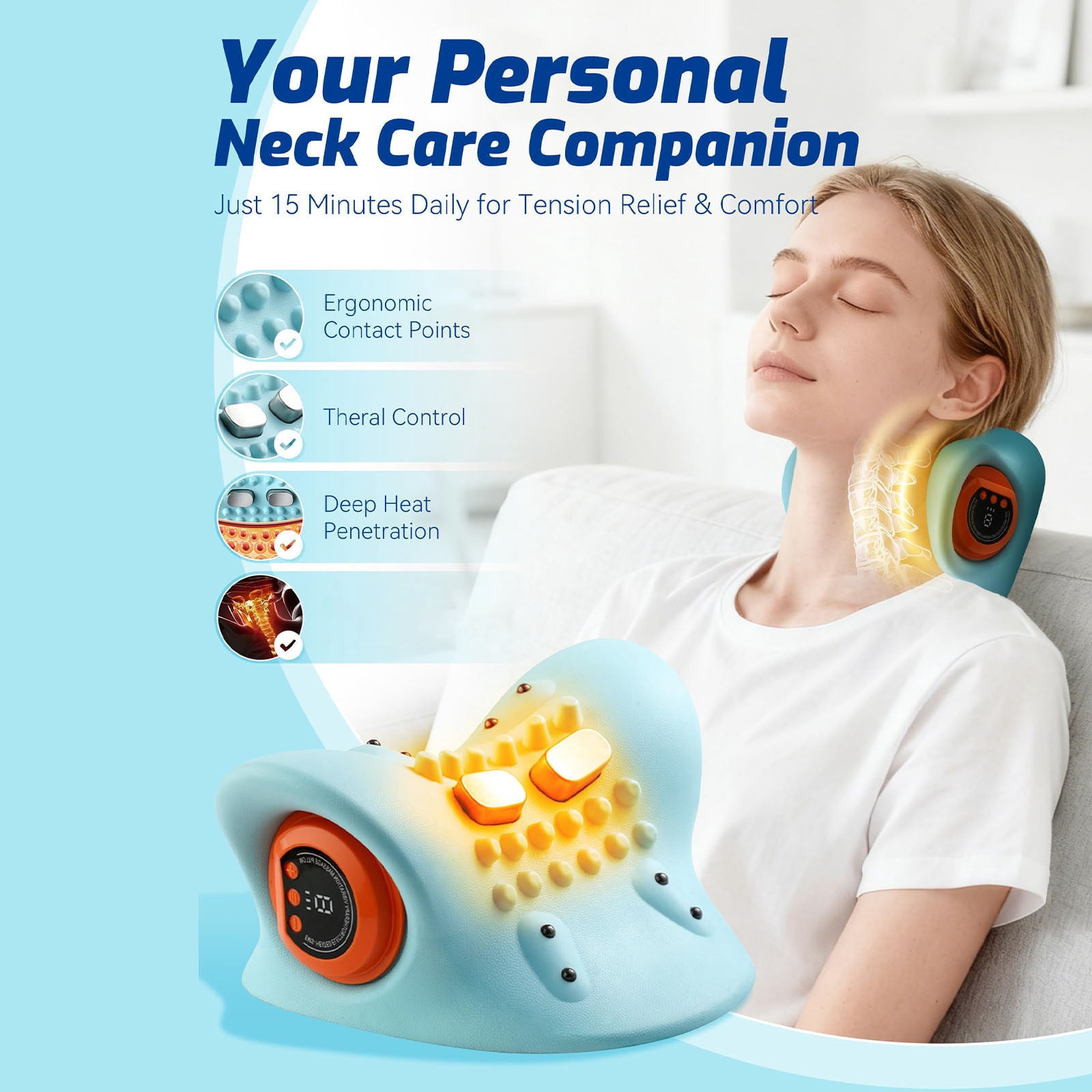 Neckline Massager 2026,Neckline 4-In-1 Massager With Heat For Pain Relief Deep Tissue,26° Angle Neck Massager With Heating And Vibration,3D Deep Tissue Massage For Shoulder And Back