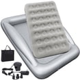 thumbnail image 1 of Cama de viaje inflable para niños, juego de colchón de aire para niños pequeños, colchón inflable portátil, cama para dormir, cuna con rieles de cama y bomba eléctrica, ideal para viajes por carretera, 1 of 8