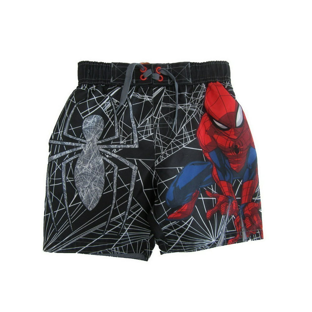Marvel Marvel Little Boys Black Spiderman Swim Shorts