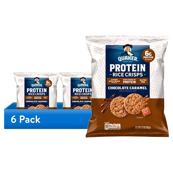 (6 pack) Quaker Protein Chocolate Caramel Mini Rice Cakes, 5.2 oz