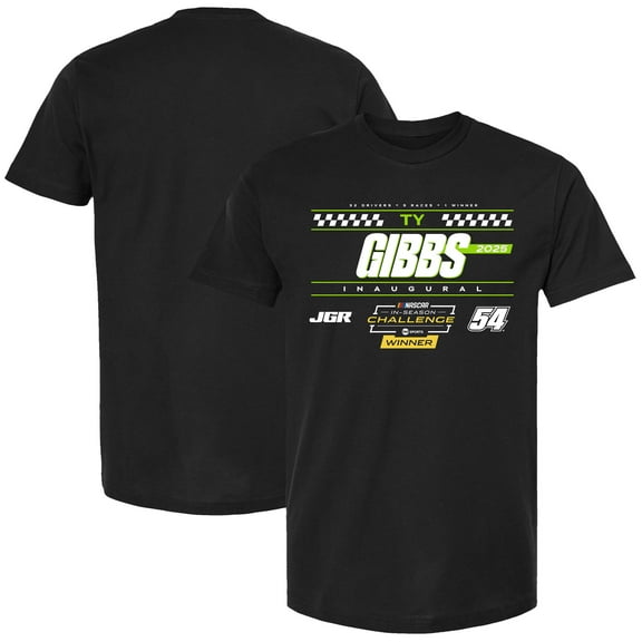 Men's Checkered Flag Sports Black Ty Gibbs 2025 NASCAR Cup Series In-Season Challenge Winner T-Shirt