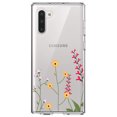 thumbnail image 1 of DistinctInk Clear Shockproof Hybrid Case for Samsung Galaxy Note 10 (6.3" Screen) - TPU Bumper Acrylic Back Tempered Glass Screen Protector - Wildflowers Yellow Pink Purple, 1 of 1