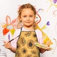 thumbnail image 2 of Yellow Black Polka Dot Sunflower Pattern Kids Aprons for Girls and Boys,Adjustable Neck Strap Toddler Aprons for Kids Cooking Baking, 2 of 6