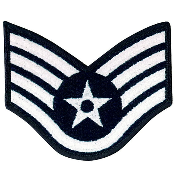 Air Force Staff Sergeant E5 Color Embroidered Enlisted Rank - Large Male Pair Dress Blue Sew On