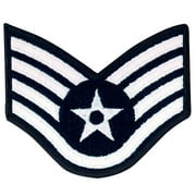 Air Force Staff Sergeant E5 Color Embroidered Enlisted Rank - Large Male Pair Dress Blue Sew On