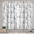 thumbnail image 2 of Ambesonne Paris Valance & Curtain, Eiffel Je T'aime Doodle, 55"x24", Black White, 2 of 7