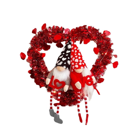 Product Category Door Hanging Decoration - Front Door Wreath for Valentine’s Day with Heart Shape Plaid Bow Handmade Decoration for Home Wedding Anniversary