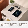 thumbnail image 4 of KeyWhat Modern Nightstand with Charging Station, Mid-Century Wood End Table Side Table for Living Room, Fluted Panel, White Alder, 4 of 6