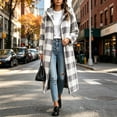 thumbnail image 3 of Casual Long Plaid Coats for Women Hooded Oversized Loose Fit Fuzzy Warm Outerwear, 3 of 8