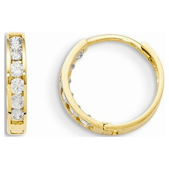 14K Yellow Gold Earring Endless Women'S Cubic Zirconia CZ 11.4 mm