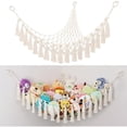 thumbnail image 1 of Wall Mounted Stuffed Toy Storage Hammock - Bohemian Style - Handwoven Cotton Rope Triangle Net, 1 of 5