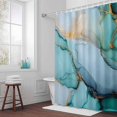 thumbnail image 6 of Marble Texture Shower Curtain for Bathroom Decor, Teal Blue Gold Gradient Crack Modern Waterproof Fabric Shower Curtain, 66"x72" Set with 12 Hooks, 6 of 9