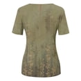 thumbnail image 4 of T Shirts For Women Womens Tops Summer Round Neck Retro Flower Print Irregular Hem Loose Casual Top, 4 of 5