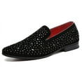 thumbnail image 2 of Santimon Men Velvet Loafers Rhinestone Flats Slip On Dress Tuxedo Shoes Black 7.5 US, 2 of 7