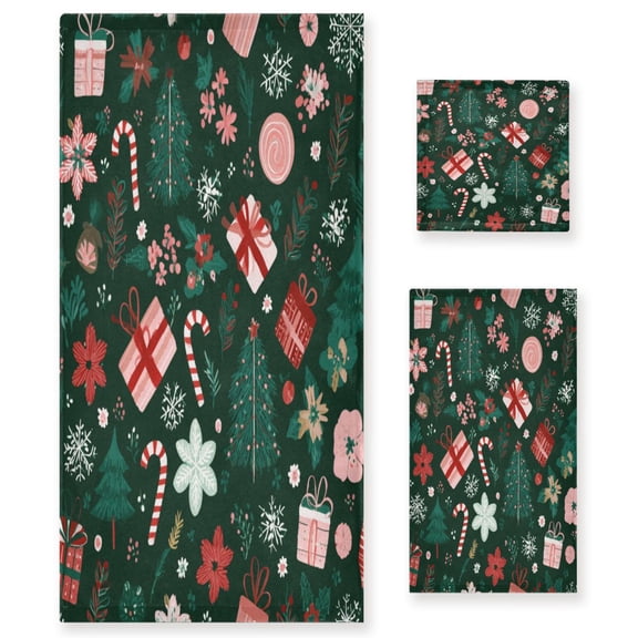 Three-Piece Towel Set Face Towel Towel Set Hand Towel Bath Towel Cotton Bath Towels Bath Towel Sets Hand Bath Towels Christmas Elements