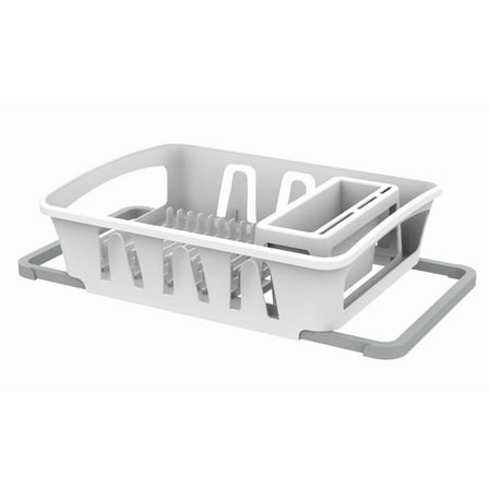 Dish Drying Rack, Expandable Dish Rack With Utensil Holder, White