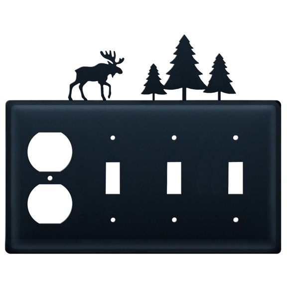 Moose & Pine Trees Single Outlet CUSTOM Product Triple Switch Cover