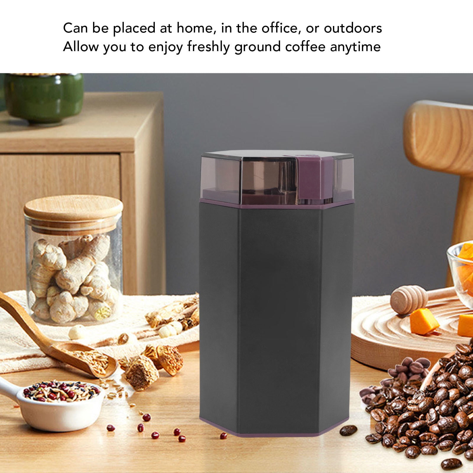 Suodoka 150W 30,000 RPM Electric Coffee Grinder – Transparent Lid, Stainless Steel Cup, Quick 10‑Second Grind, Includes Cleaning Brush