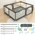 thumbnail image 4 of Baby Playpen, 71x79'' Large Baby Playard, Infant Activity Center with Anti-Slip Base, Gray, 4 of 7