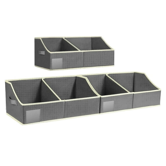 DIMJ Closet Storage bins, Fabric Collapsible Closet Organizer and Storage Cubes Baskets with Handle for Shelf Bathroom Bedroom Office, Trapezoid Fabric Containers for Organizing, 3 Pack Dark Gray