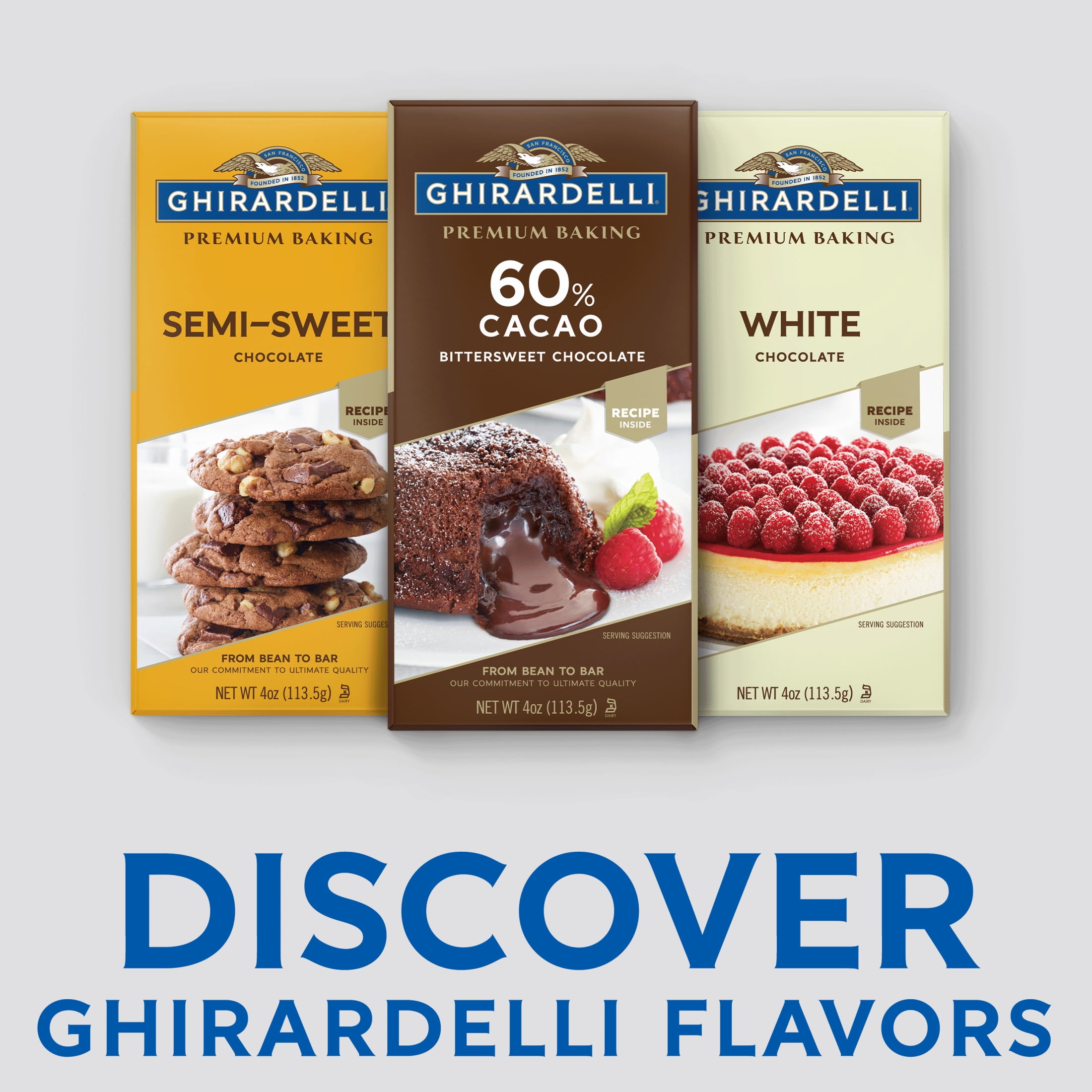 GHIRARDELLI Premium 60% Cacao Bittersweet Chocolate Baking Bar, 4 oz Bar