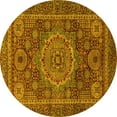 thumbnail image 1 of Ahgly Company Machine Washable Indoor Round Abstract Yellow Modern Area Rugs, 4' Round, 1 of 4
