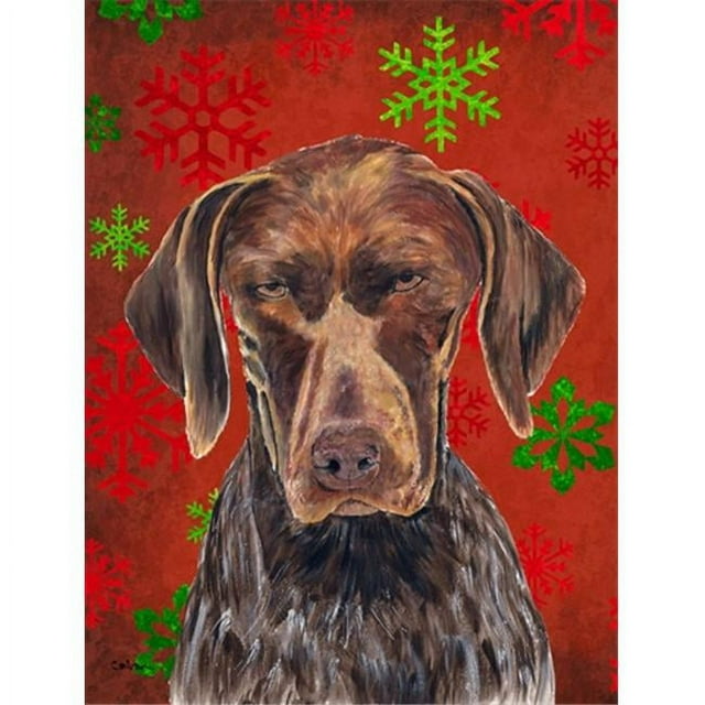 Carolines Treasures SC9435CHF 28 x 40 Po Pointeur Allemand à Poil Court Flocons de Neige Rouges Vacances Noël Maison Taille Drapeau