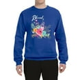 thumbnail image 2 of Wild Bobby, Cute Hearts and Flowers Blessed, Inspirational/Christian, Unisex Crewneck Graphic Sweatshirt, Royal, 3XL, 2 of 3
