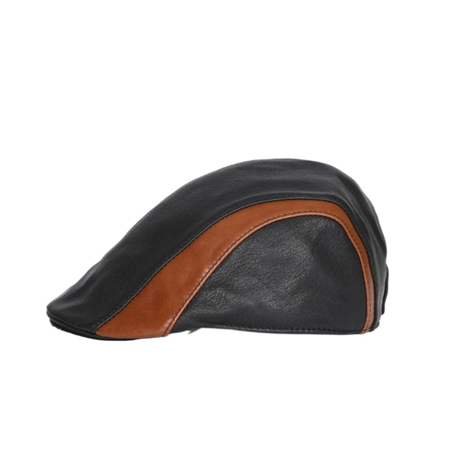Unisex Genuine Leather Duckbill Boina Thin Berets Hats For Men/Women Leisure Black/Brown 54-61cm Fitted Cabbie Bonnet ,Unisex