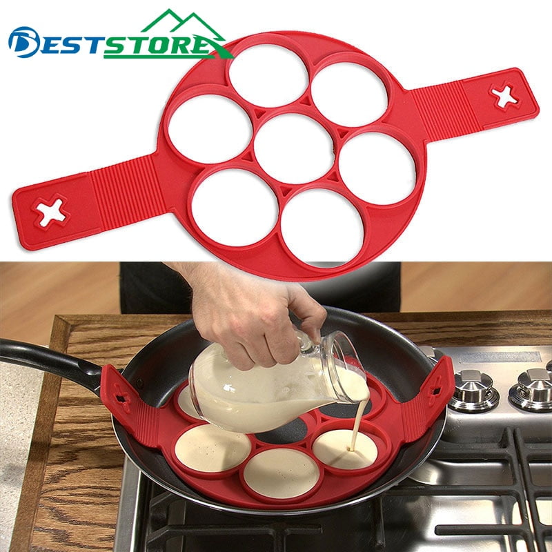 Silicone Pancakes Mould Maker Nonstick Round Egg Ring Omelette Cooker Pan Flip