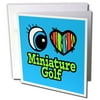 3dRose Bright Eye Heart I Love Miniature Golf - Greeting Card, 6 by 6-inch