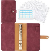 Housolution A6 Budget Binder with Zipper Envelopes, Mini PU Leather Money Organizer with 12 PCS Clear Plastic Zippered