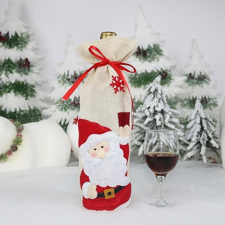 

Christmas Kicthen Decor Christmas Supplies Red Bottle Cover Old Man Snowman Red Bag Household Supplies Christmas Decorations