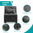 MUZZ Convertible 4in1 Sleeper Chair with Adjustable Backrest,Storage