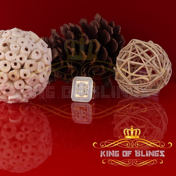 King of Bling's 0.33 CT Real Diamond Men's 925 Silver Yellow Adjustable Ring From Size 10 to 12