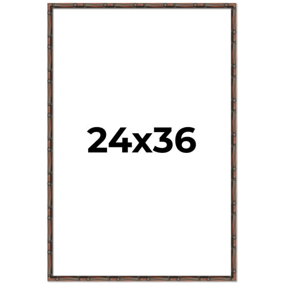 24x36 Frame Brown Bamboo with Dark Coffee/Walnut Finish | Solid Wood Picture Frame Width 0.75