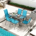 thumbnail image 3 of LAZY BUDDY 7-Piece Patio Dining Set, Oudoor Table and 6 Stackable Chairs Set with Umbrella Hole for Lawn, Backyard, Poolside, 3 of 14