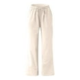 thumbnail image 4 of Pantalons Larges pour Femmes en Lin avec Poches à Taille Élastique, 4 of 6