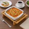 thumbnail image 7 of Creative Home Baking Dish Stoneware 9 inch Square, Oven Safe Casserole with Bamboo Cradle for Kitchen Use, 7 of 7