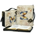 thumbnail image 3 of ZUXONGSY Butterfly Print Bible Case Cover for Women Men Large PU Leather Bible Bag with Handle and Shoulder Strap, Portable Bible Protector Journal Case for Church Bible Study, 2XL, 3 of 7